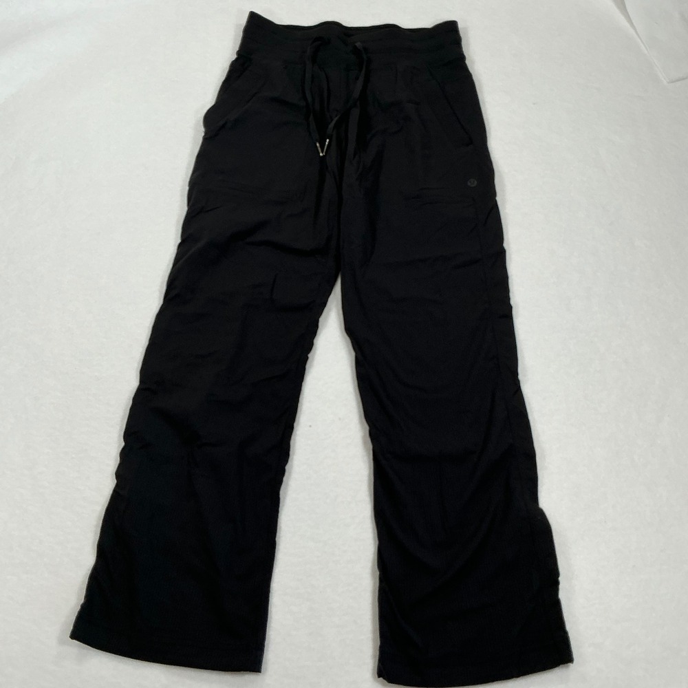 Lululemon Dance Studio Pant Black Pinstripe Straight Leg Jogger LW5GIDS Size 4